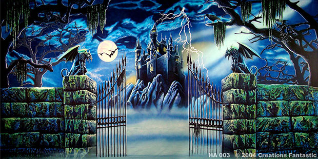 OSALADI Halloween Photography Background Scary Castle Studios Prop Photo Backdrops Creepy Banner Mural Cloth for Home Haunted House 150x210cm