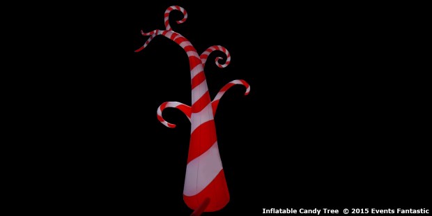 Red and White Striped Inflatable Candy Tree