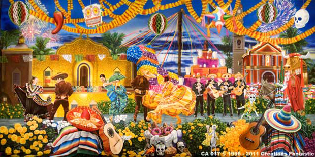 Mexican Theme Backdrop with elements of Day of the Dead