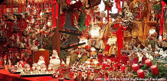 Christmas Market Stall Backdrops with cute ornaments
