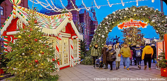 Christmas Markets Russia with Candy tree and christmas trees